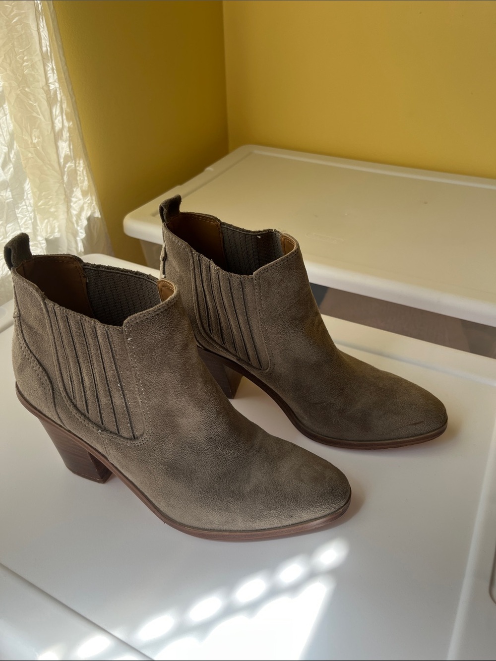 Nine West Taupe Suede Ankle Booties